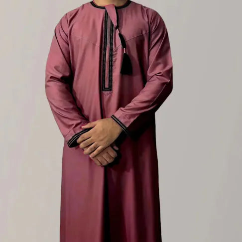 Embroidered Men's Long Sleeve Thobe