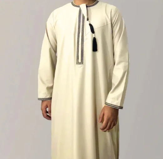 Embroidered Men's Long Sleeve Thobe