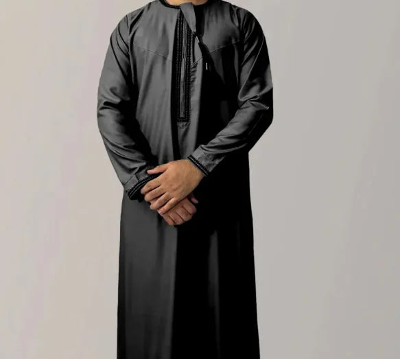 Embroidered Men's Long Sleeve Thobe
