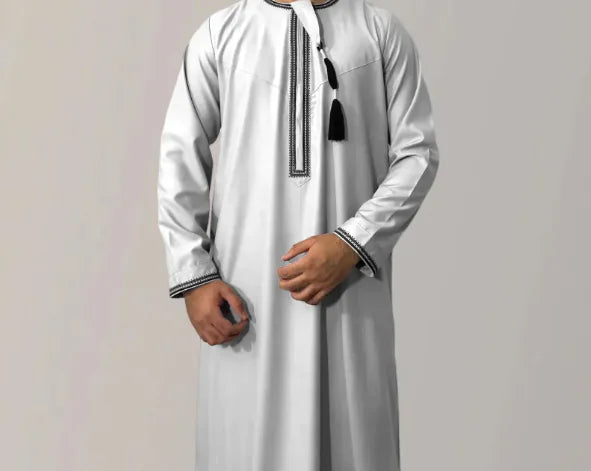 Embroidered Men's Long Sleeve Thobe